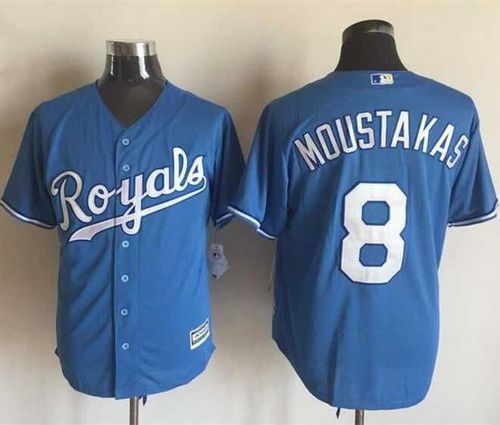 Royals #8 Mike Moustakas Light Blue Alternate 1 New Cool Base Stitched MLB Jersey